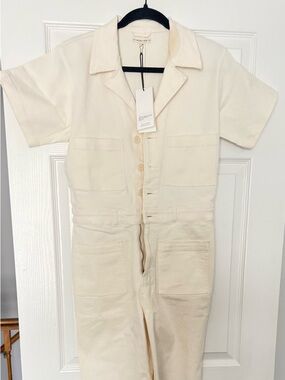 Whimsy + Row Cream Utility Jumpsuit with Patch Pockets